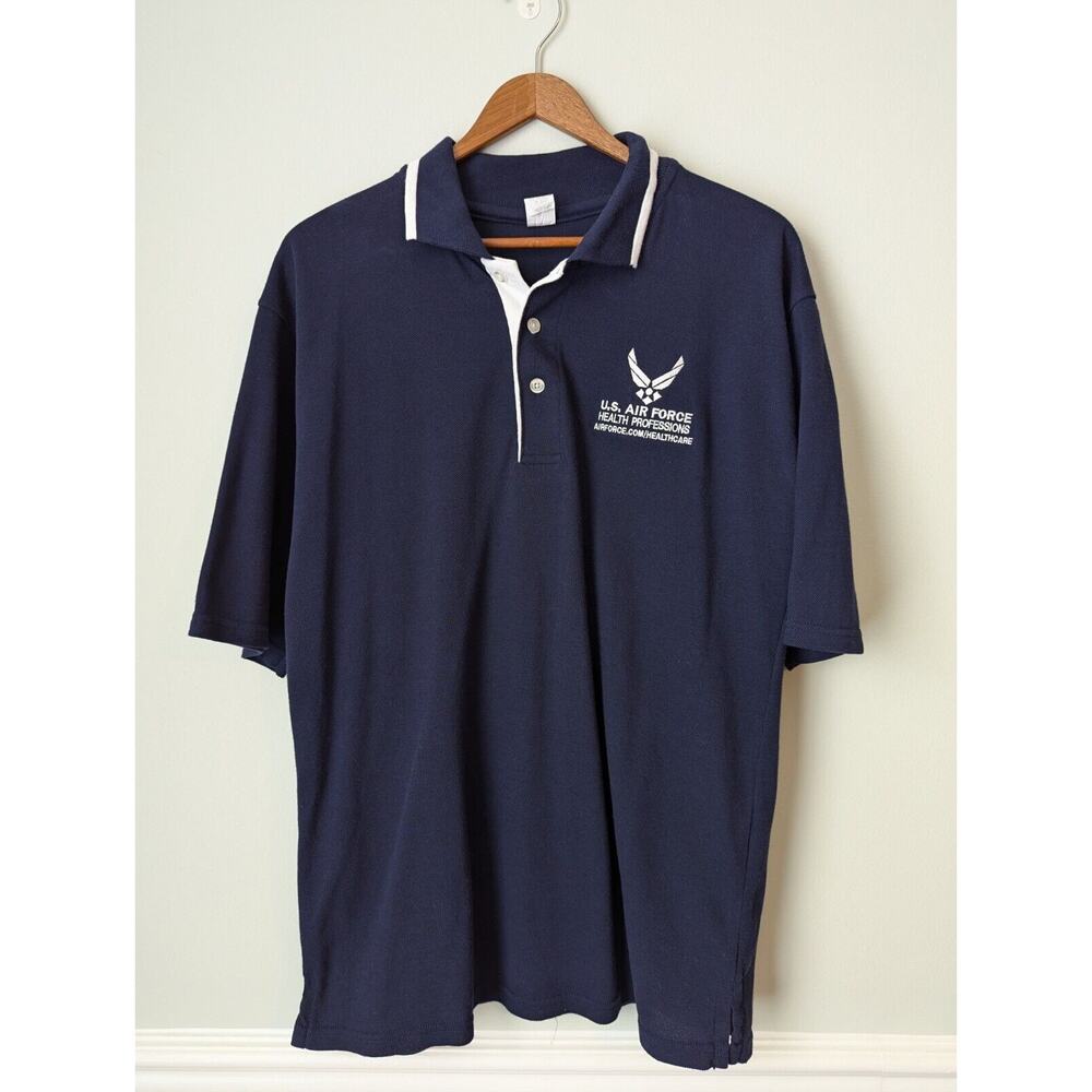 US Air Force Polo Shirt Mens Medium Navy Blue Health Professional Doctor Nurse